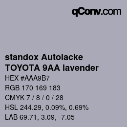 Color code: standox Autolacke - TOYOTA 9AA lavender | qconv.com