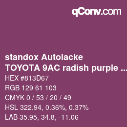 Color code: standox Autolacke - TOYOTA 9AC radish purple OEM 2006 | qconv.com