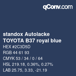 Color code: standox Autolacke - TOYOTA B37 royal blue | qconv.com