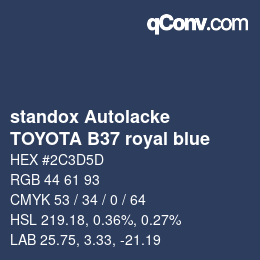 Code couleur: standox Autolacke - TOYOTA B37 royal blue | qconv.com
