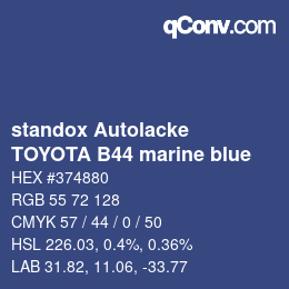 カラーコード: standox Autolacke - TOYOTA B44 marine blue | qconv.com