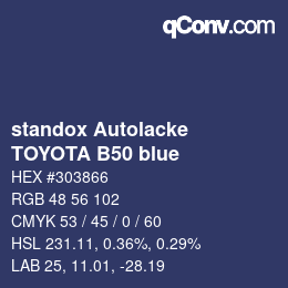 Color code: standox Autolacke - TOYOTA B50 blue | qconv.com