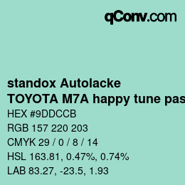 Farbcode: standox Autolacke - TOYOTA M7A happy tune pastel green | qconv.com