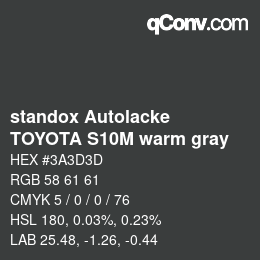 Code couleur: standox Autolacke - TOYOTA S10M warm gray | qconv.com
