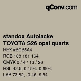 Color code: standox Autolacke - TOYOTA S26 opal quarts | qconv.com