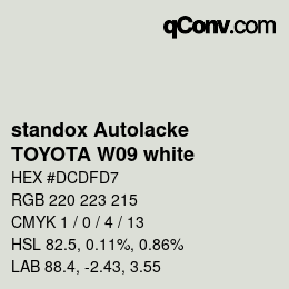 Color code: standox Autolacke - TOYOTA W09 white | qconv.com