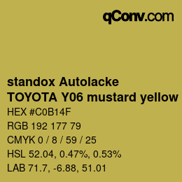 Color code: standox Autolacke - TOYOTA Y06 mustard yellow | qconv.com