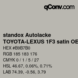 Code couleur: standox Autolacke - TOYOTA-LEXUS 1F3 satin OEM 2005 | qconv.com