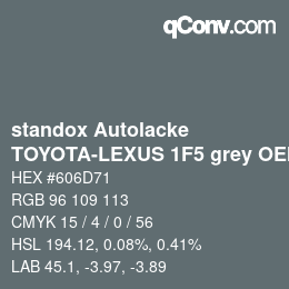 Color code: standox Autolacke - TOYOTA-LEXUS 1F5 grey OEM 2005 | qconv.com