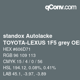 Código de color: standox Autolacke - TOYOTA-LEXUS 1F5 grey OEM 2005 | qconv.com