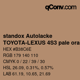 カラーコード: standox Autolacke - TOYOTA-LEXUS 4S3 pale orange OEM 2005 | qconv.com