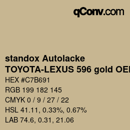 Color code: standox Autolacke - TOYOTA-LEXUS 596 gold OEM 2005 | qconv.com
