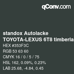 Código de color: standox Autolacke - TOYOTA-LEXUS 6T8 timberland OEM 2005 | qconv.com