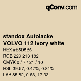 Code couleur: standox Autolacke - VOLVO 112 ivory white | qconv.com