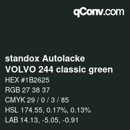 カラーコード: standox Autolacke - VOLVO 244 classic green | qconv.com