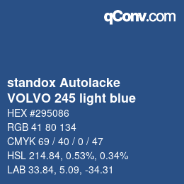 Code couleur: standox Autolacke - VOLVO 245 light blue | qconv.com