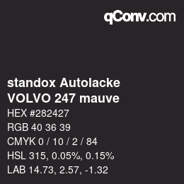 Code couleur: standox Autolacke - VOLVO 247 mauve | qconv.com