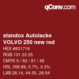 Color code: standox Autolacke - VOLVO 250 new red | qconv.com