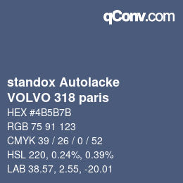Color code: standox Autolacke - VOLVO 318 paris | qconv.com
