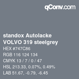 カラーコード: standox Autolacke - VOLVO 319 steelgrey | qconv.com