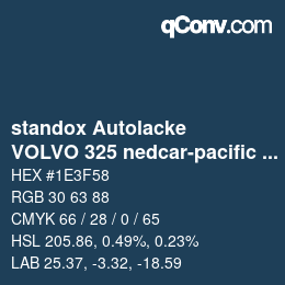 Color code: standox Autolacke - VOLVO 325 nedcar-pacific blue | qconv.com
