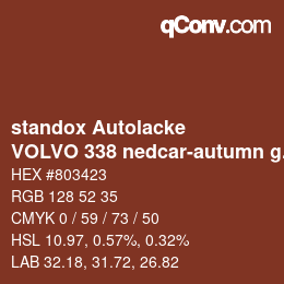 カラーコード: standox Autolacke - VOLVO 338 nedcar-autumn gold | qconv.com