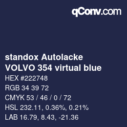 Color code: standox Autolacke - VOLVO 354 virtual blue | qconv.com
