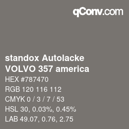 Color code: standox Autolacke - VOLVO 357 america | qconv.com