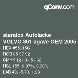 Color code: standox Autolacke - VOLVO 361 agave OEM 2005 | qconv.com