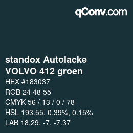 Color code: standox Autolacke - VOLVO 412 groen | qconv.com