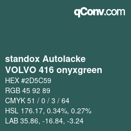 Color code: standox Autolacke - VOLVO 416 onyxgreen | qconv.com