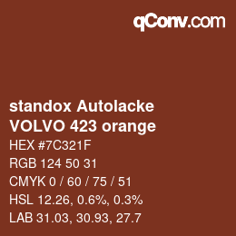 Color code: standox Autolacke - VOLVO 423 orange | qconv.com