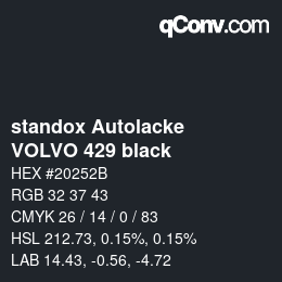 Farbcode: standox Autolacke - VOLVO 429 black | qconv.com