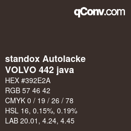 颜色代码: standox Autolacke - VOLVO 442 java | qconv.com