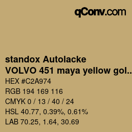 Código de color: standox Autolacke - VOLVO 451 maya yellow gold | qconv.com