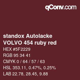 Código de color: standox Autolacke - VOLVO 454 ruby red | qconv.com
