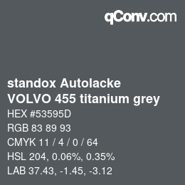 カラーコード: standox Autolacke - VOLVO 455 titanium grey | qconv.com