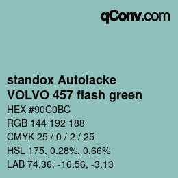 Color code: standox Autolacke - VOLVO 457 flash green | qconv.com