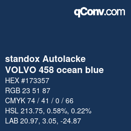 Color code: standox Autolacke - VOLVO 458 ocean blue | qconv.com