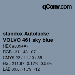 Code couleur: standox Autolacke - VOLVO 461 sky blue | qconv.com