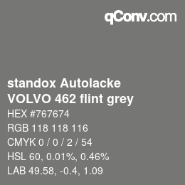 Code couleur: standox Autolacke - VOLVO 462 flint grey | qconv.com