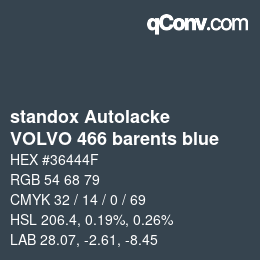 Code couleur: standox Autolacke - VOLVO 466 barents blue | qconv.com