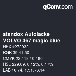 Color code: standox Autolacke - VOLVO 467 magic blue | qconv.com
