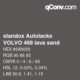 Color code: standox Autolacke - VOLVO 468 lava sand | qconv.com