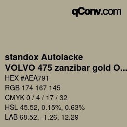 Color code: standox Autolacke - VOLVO 475 zanzibar gold OEM 2005 | qconv.com
