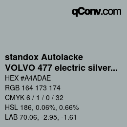 Color code: standox Autolacke - VOLVO 477 electric silver OEM 2005 | qconv.com