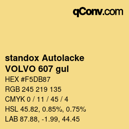 Color code: standox Autolacke - VOLVO 607 gul | qconv.com