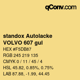 Código de color: standox Autolacke - VOLVO 607 gul | qconv.com