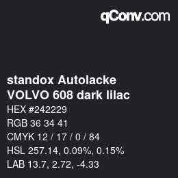 Farbcode: standox Autolacke - VOLVO 608 dark lilac | qconv.com
