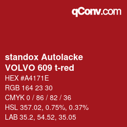 Color code: standox Autolacke - VOLVO 609 t-red | qconv.com